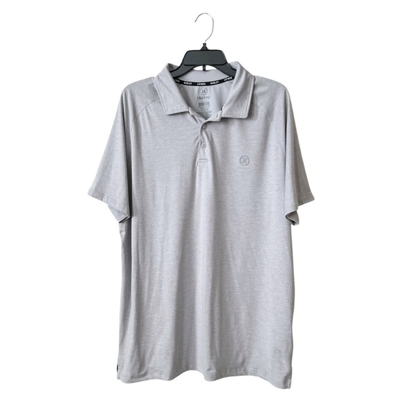 Hurley Men's 4 Way Stretch Moisture Wicking Polo Shirt Size L Gray Short Sleeve - Picture 2 of 5